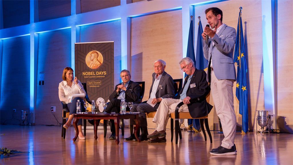 A panel discussion with three Nobel Laureates during the Nobel Days Conference in Split, Croatia. Photo by Dalibor Gabela (University of Split School of Medicine).