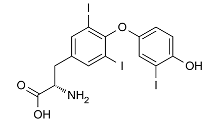 Illustration showing structure of Triiodothyronine or T3
