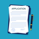 Application form on paper sheet.
