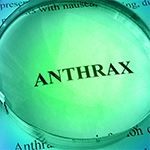 magnifying glass over the word anthrax