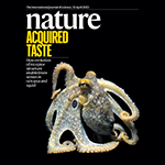 cover of the science journal 'nature' with an image of an octopus on it.