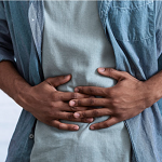 a person holding their stomach
