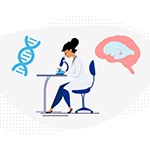 illustration of a person looking through a microscope.