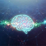 abstract illustration of a data stream and a brain