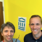 Pier Paolo Peruzzi (left) and Oliver Jonas with the microdevice they designed.