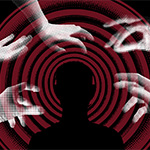 hands reaching out to a figure