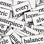 a collage of tiles with words on them